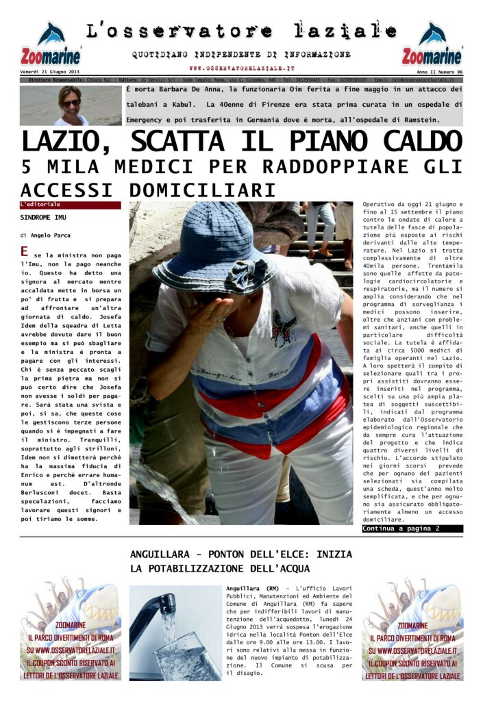 L'osservatore d'Italia edizione del 21 Giugno 2013